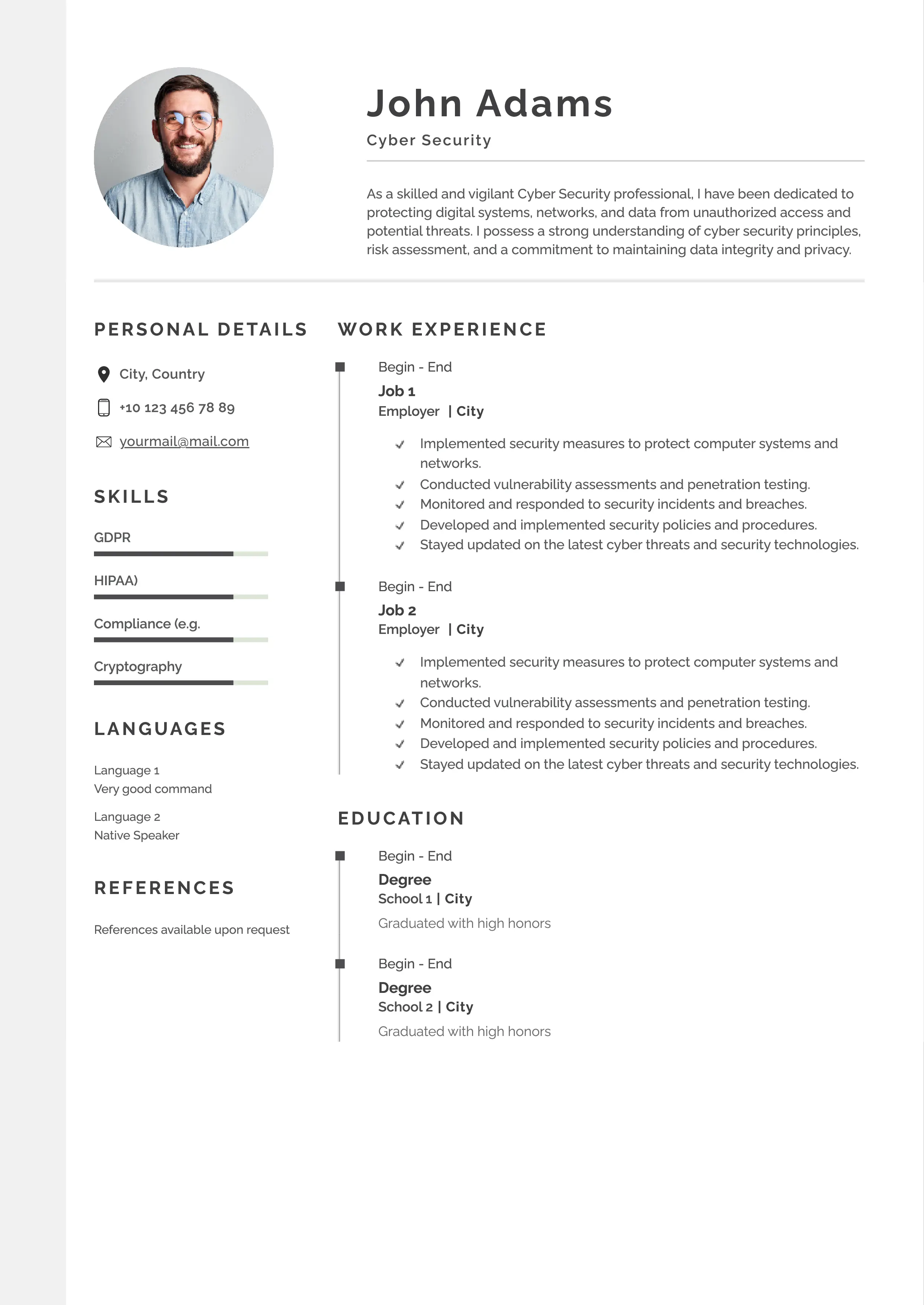 Cyber security resume CV