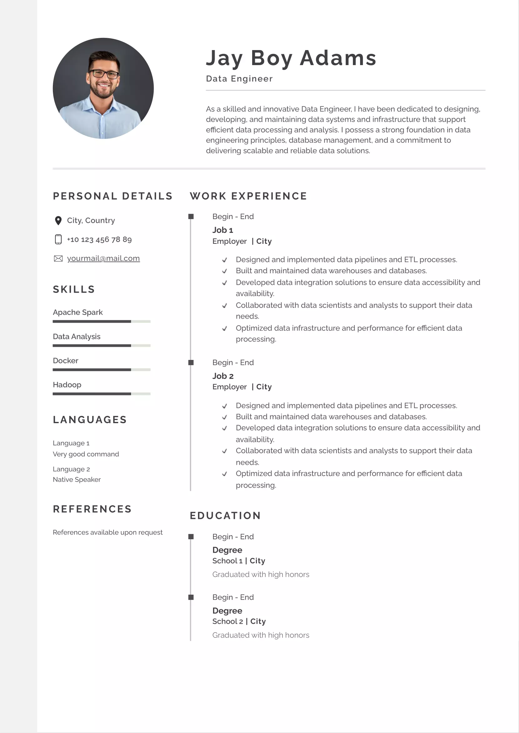 Data engineer resume