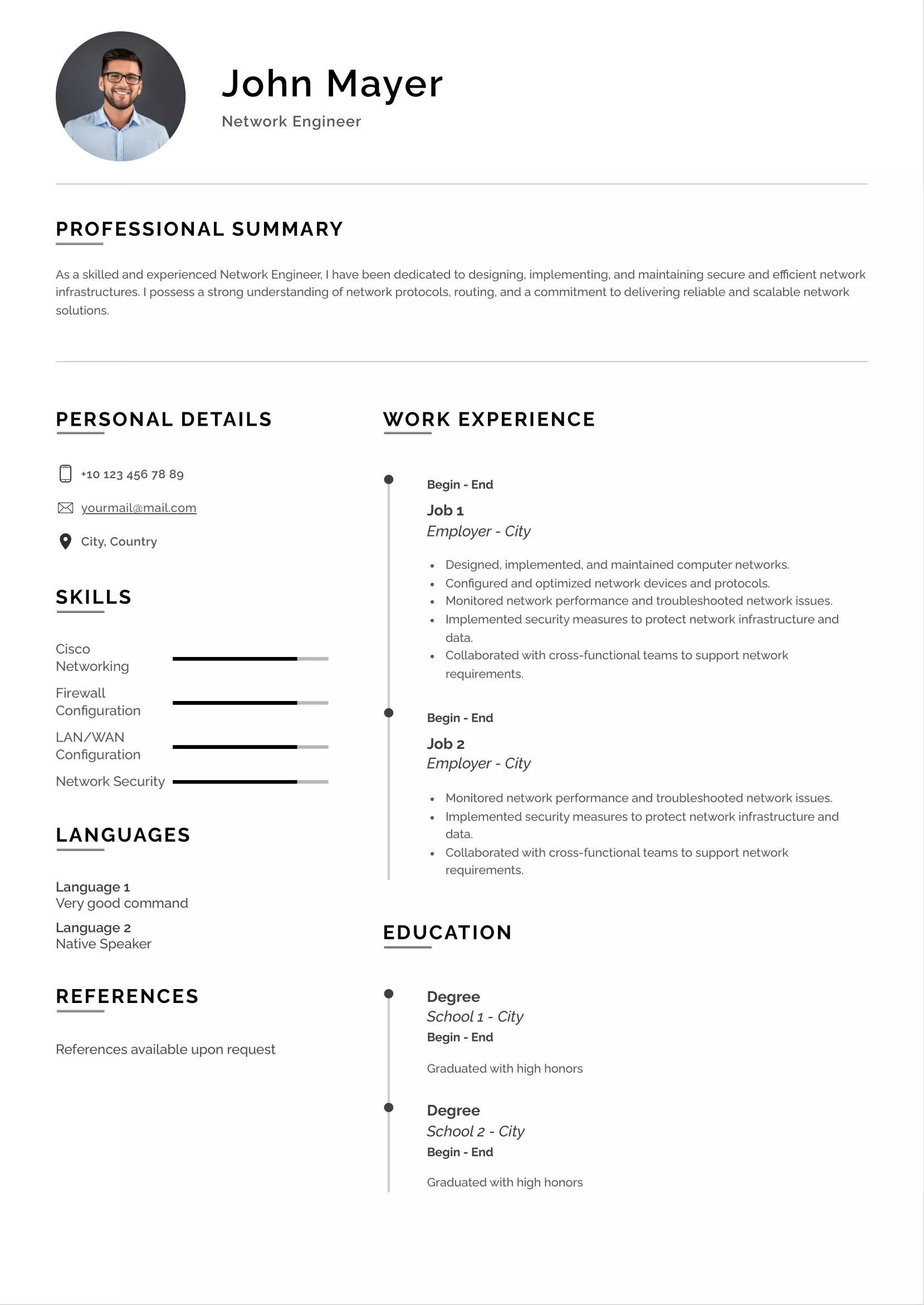 Network engineer resume CV