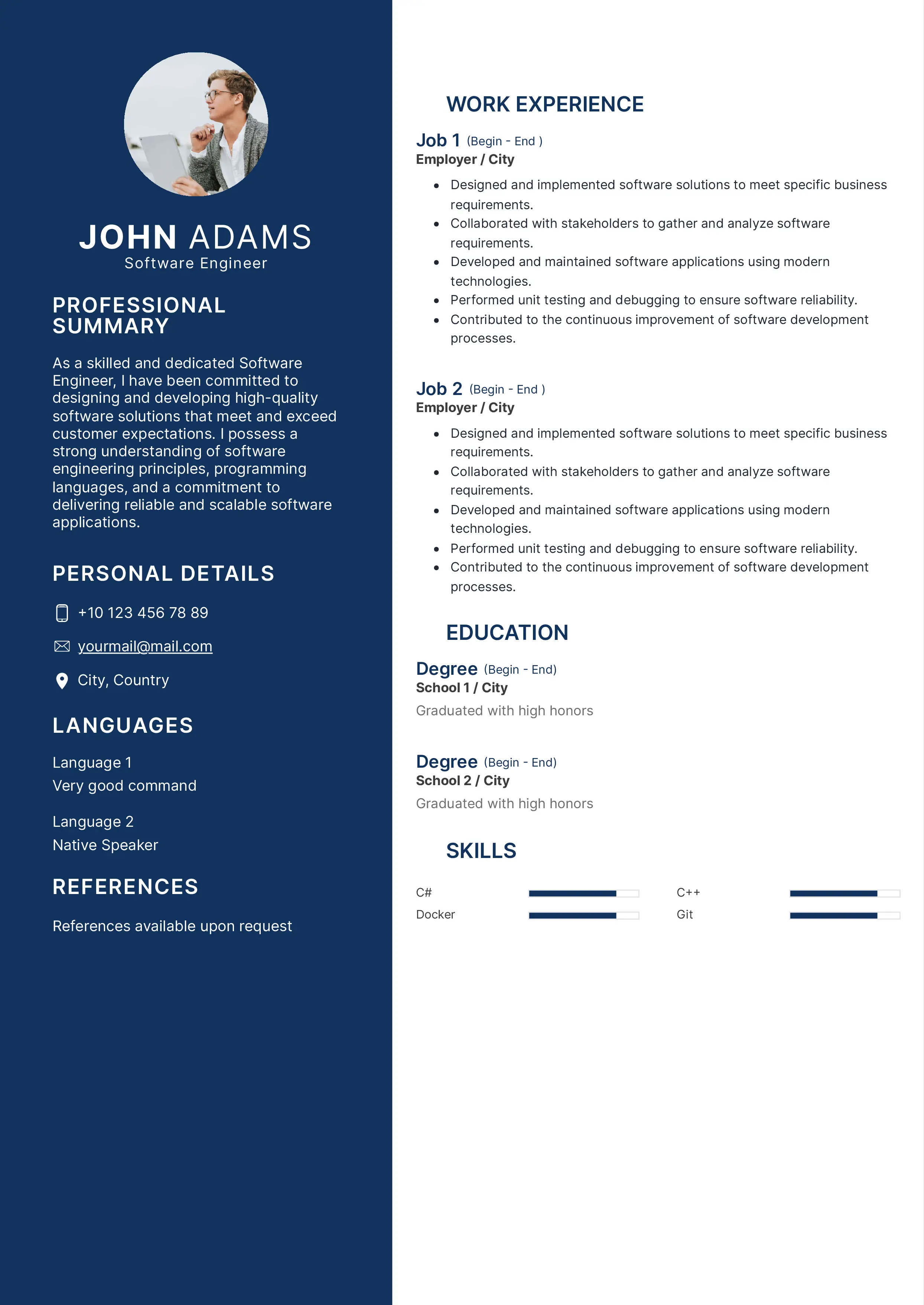 Software engineer resume CV